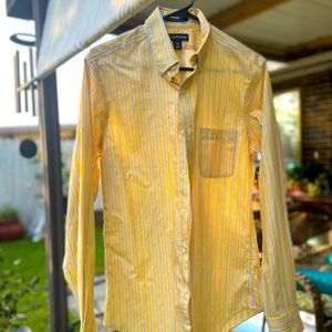Lands End Yellow and blue striped dress shirt